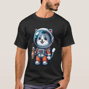 Weltraumkatze Boba-Teeliebhaber Süße Astronautin T T-Shirt