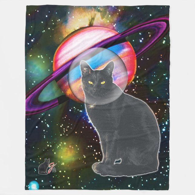 Weltraumkatze Cosmo Fleecedecke (Vorderseite)
