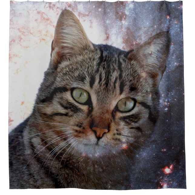 Weltraumkatze Duschvorhang (Vorderseite)