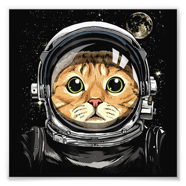 Weltraumkatze Kitty Astronaut Tierschaum Galaxie Fotodruck (Vorne)