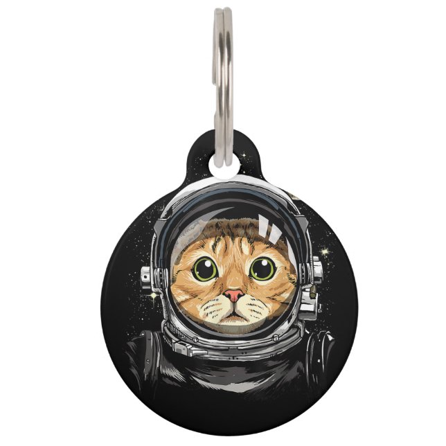 Weltraumkatze Kitty Astronaut Tierschaum Galaxie Haustiermarke (Vorderseite)