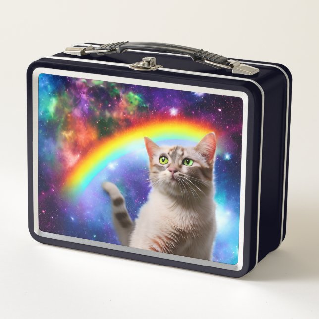 Weltraumkatze Metall Brotdose (Vorderseite)