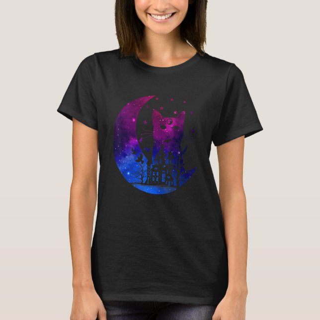 Weltraumkatze mit Bisexueller Fahne Bisexualität P T-Shirt (Vorderseite)