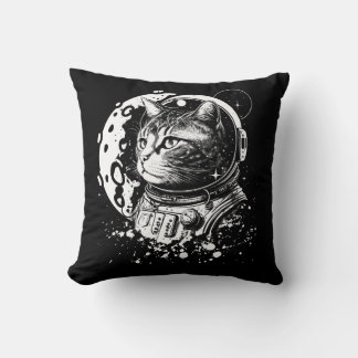 Weltraumkatze mit einem Mond. Astronautenkatze Kissen