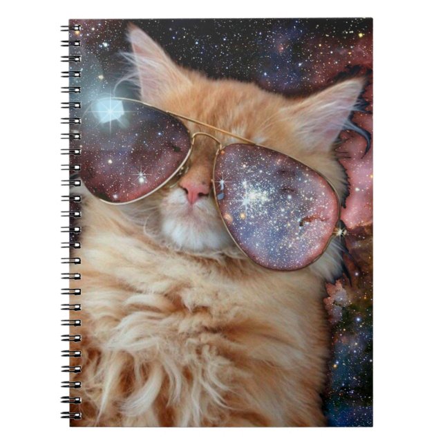 Weltraumkatze mit Sonnenbrille Notizblock (Vorderseite)