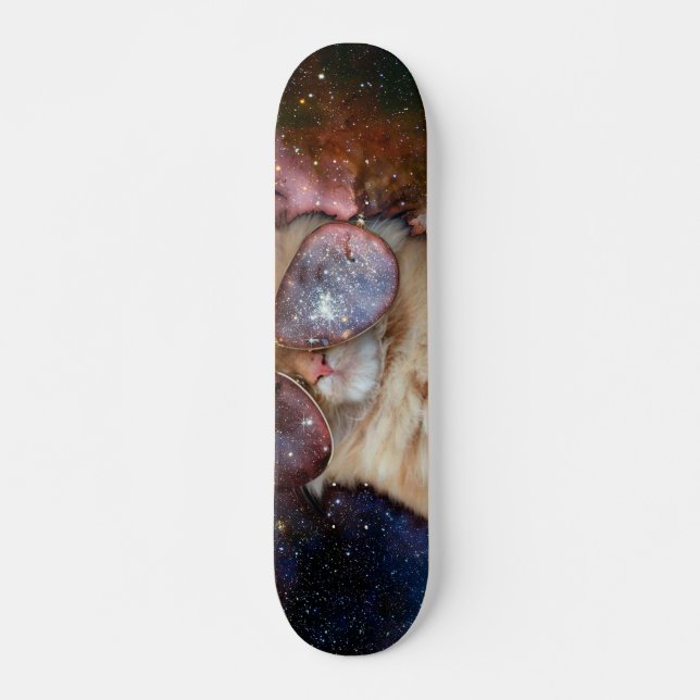 Weltraumkatze mit Sonnenbrille Skateboard (Vorne)