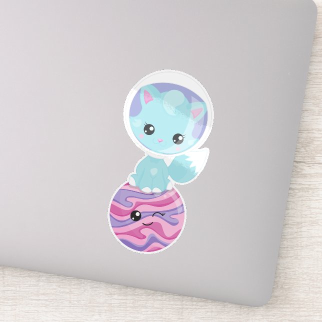 Weltraumkatze, Niedliche Katze, Astronaut, Kosmona Aufkleber (Detail)