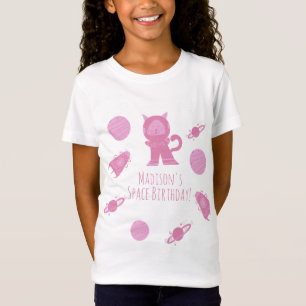 Weltraumkatze Pink Galaxy Geburtstag T-Shirt