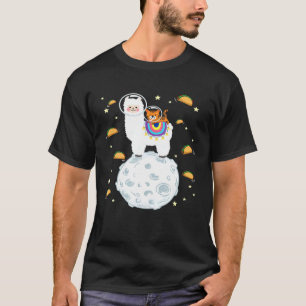 Weltraumkatze reitet Llama-Tacos T-Shirt