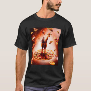 Weltraumkatze Riding Giraffe Unicorn - Pizza Pul T-Shirt