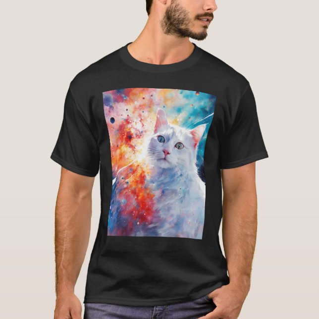 Weltraumkatze Supernova Explosion Katze T-Shirt (Vorderseite)