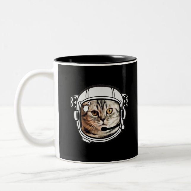 Weltraumkatze Zweifarbige Tasse (Links)