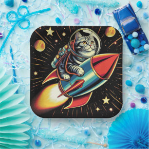 Weltraumkatzen-Papierteller! Pappteller