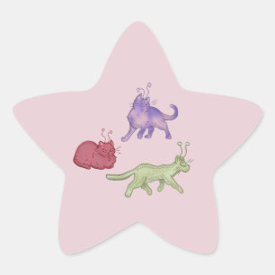 Weltraumkatzen Whimsical Space Cat Lustige Sci-Fi Stern-Aufkleber