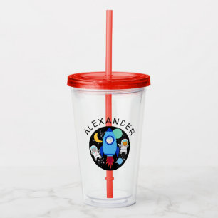 Weltraumkatzenastronaut Kinder Personalisiert Acryltrinkbecher