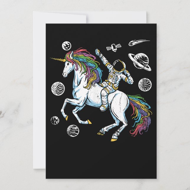 Weltraumkosmonaut Fantasy Animal Unicorn Geschenk Save The Date (Vorderseite)