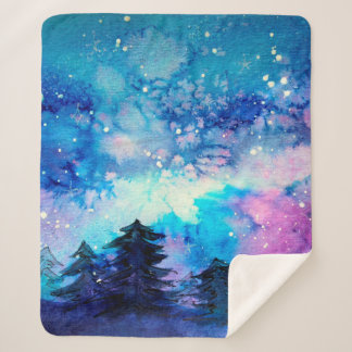 Weltraumkunst in Aquarellen mit Nachthimmel und Bä Sherpadecke