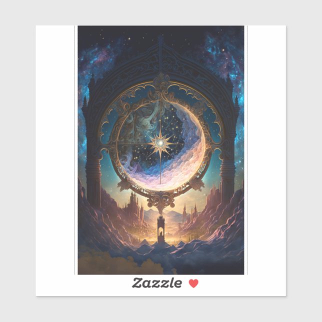 Weltraumlandschaft der kosmischen Fantasie Aufkleber (Blatt)