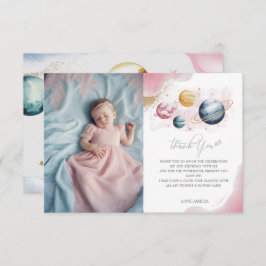 Weltraummädchen Geburtstagsgalaxie Sternenplaneten Dankeskarte