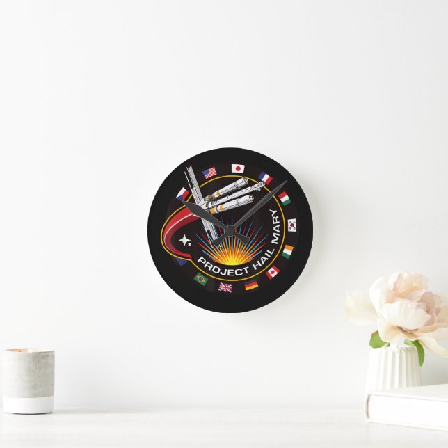 Weltraummissionsabzeichen Runde Wanduhr (Zuhause)