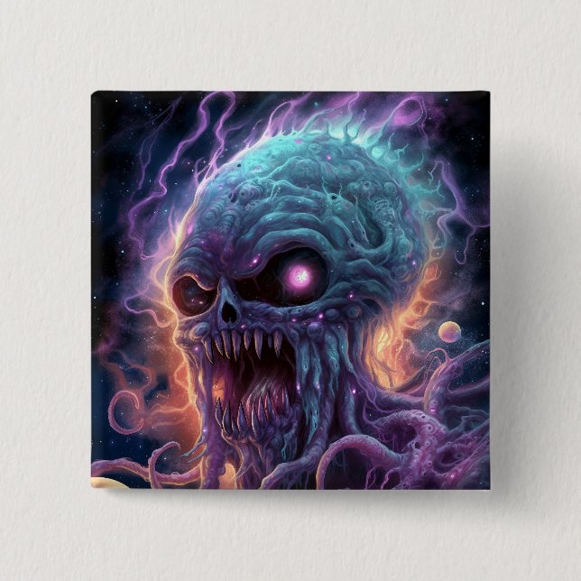 Weltraummonster Horror Art Button (Vorderseite)
