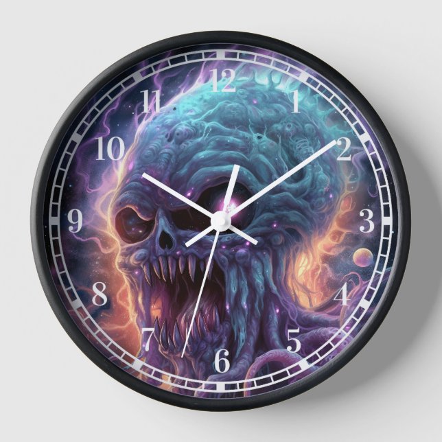 Weltraummonster Horror Art Uhr (Vorderseite)