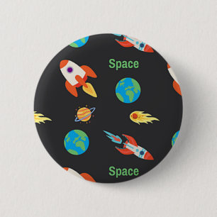 Weltraummuster auf schwarz button