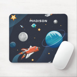 Weltraummuster Galaxie Rakete Sterne Shuttle Mousepad