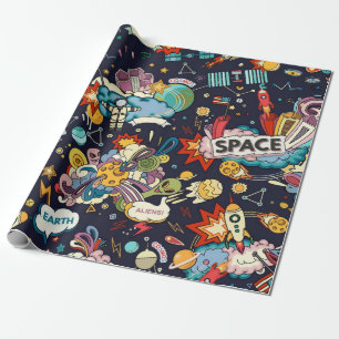 Weltraummuster Geschenkpapier