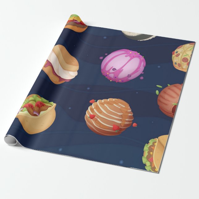 Weltraummuster Geschenkpapier (Ungerollt)