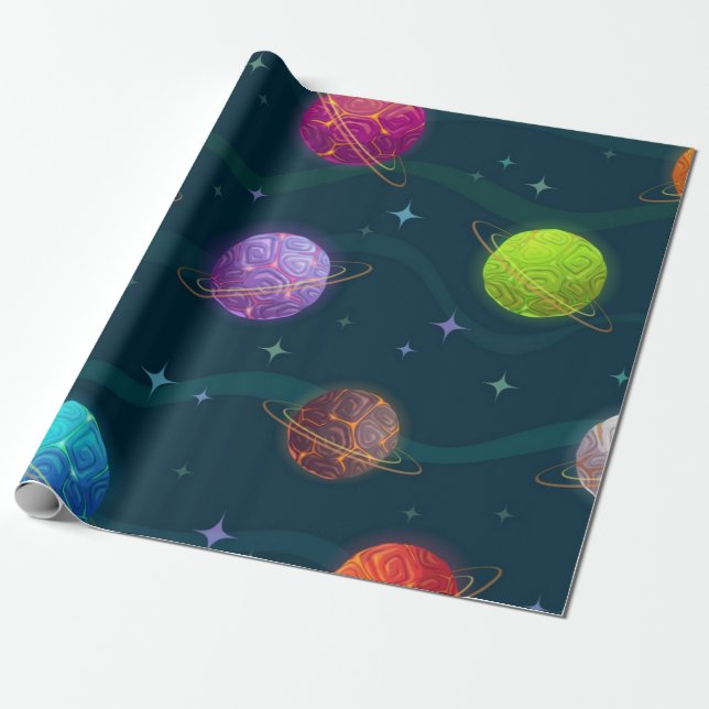 Weltraummuster Geschenkpapier (Ungerollt)