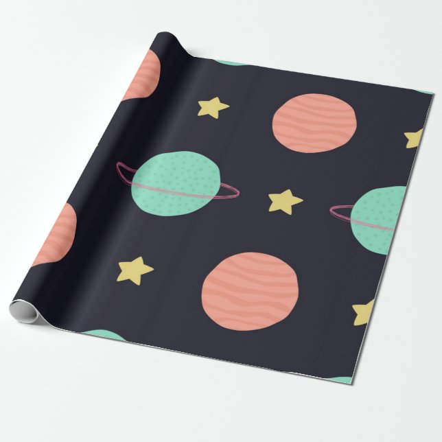 Weltraummuster Geschenkpapier (Ungerollt)