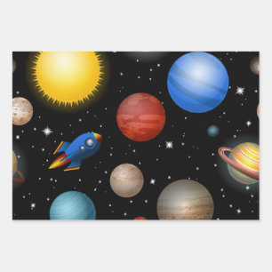 Weltraummuster Geschenkpapier Set