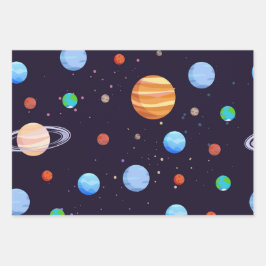 Weltraummuster Geschenkpapier Set