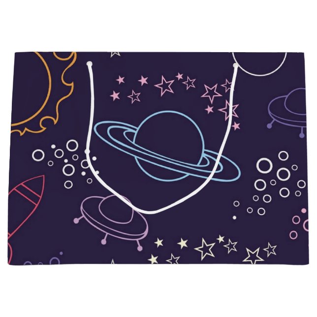 Weltraummuster Große Geschenktüte (Vorderseite)