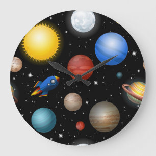 Weltraummuster Große Wanduhr