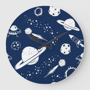 Weltraummuster Große Wanduhr