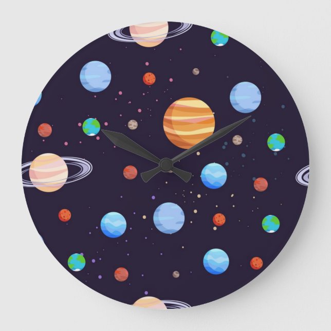 Weltraummuster Große Wanduhr (Vorderseite)