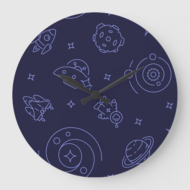 Weltraummuster Große Wanduhr (Vorderseite)