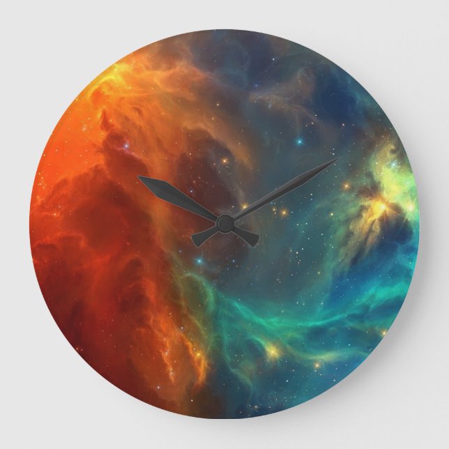 Weltraummuster Große Wanduhr (Vorderseite)