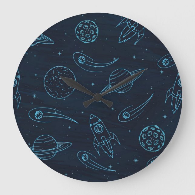 Weltraummuster Große Wanduhr (Vorderseite)