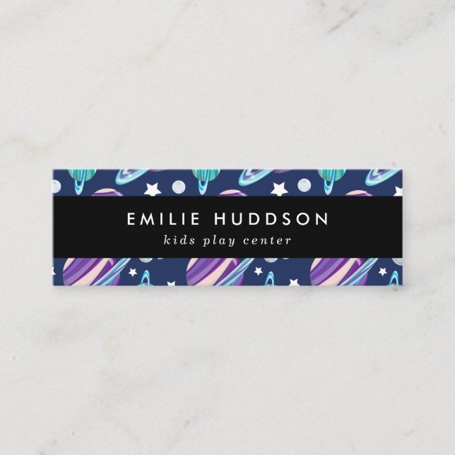 Weltraummuster, Kinderspielzentrum, Aktivitätszent Mini Visitenkarte (Vorderseite)