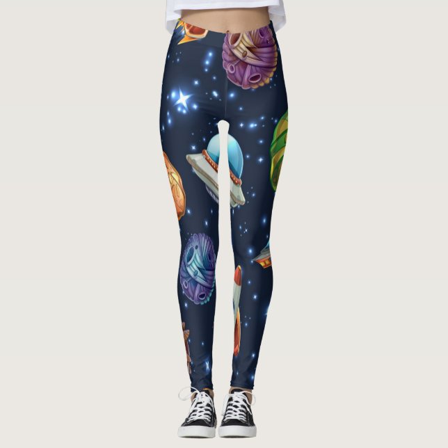 Weltraummuster Leggings (Vorderseite)