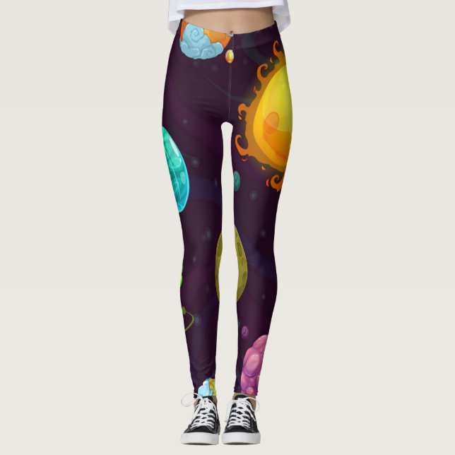 Weltraummuster Leggings (Vorderseite)