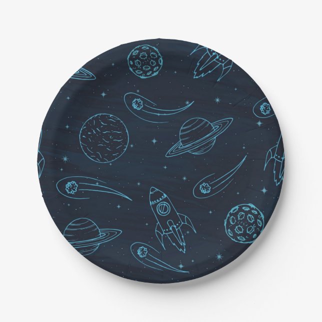 Weltraummuster Pappteller (Vorderseite)