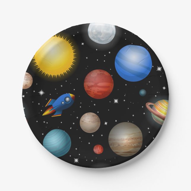 Weltraummuster Pappteller (Vorderseite)