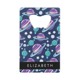Weltraummuster, Planeten, Sterne, Galaxie, Ihr Nam Geldbeutel Flaschenöffner
