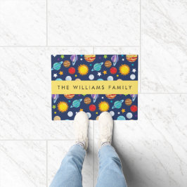 Weltraummuster, Planeten, Sterne, Kosmos, Ihr Name Fußmatte