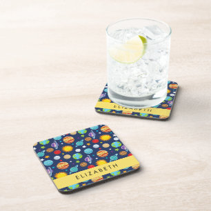 Weltraummuster, Planeten, Sterne, Kosmos, Ihr Name Getränkeuntersetzer