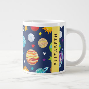 Weltraummuster, Planeten, Sterne, Kosmos, Ihr Name Jumbo-Tasse